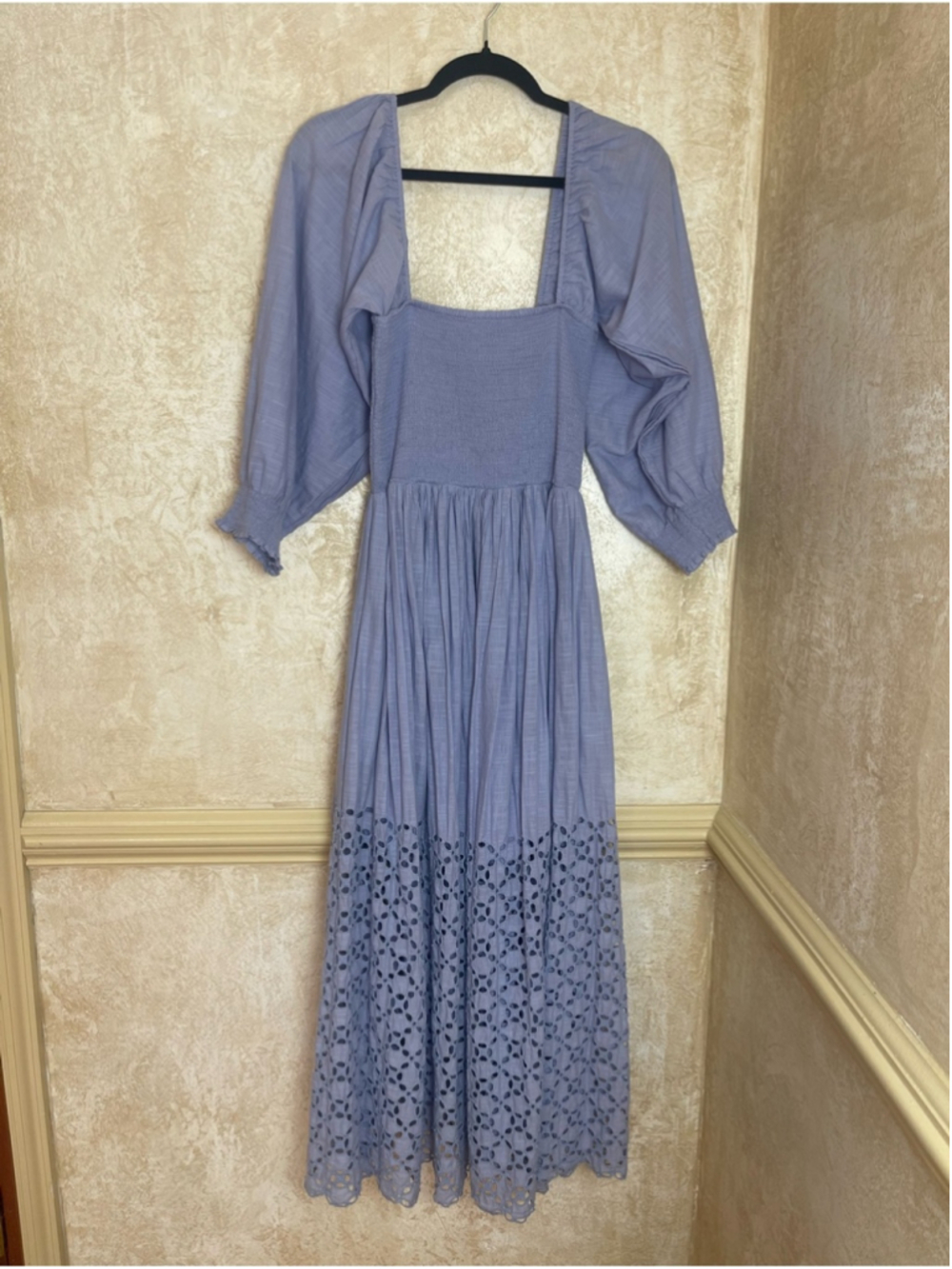Free People Perfect Storm Smocked Eyelet Maxi Dress Lavender Purple Size S - Picture 5 of 16